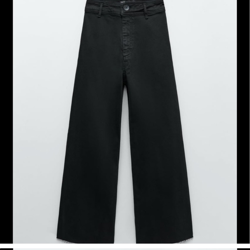 Zara Marine Straight Wide Leg Jeans Black Sz 8 & 10